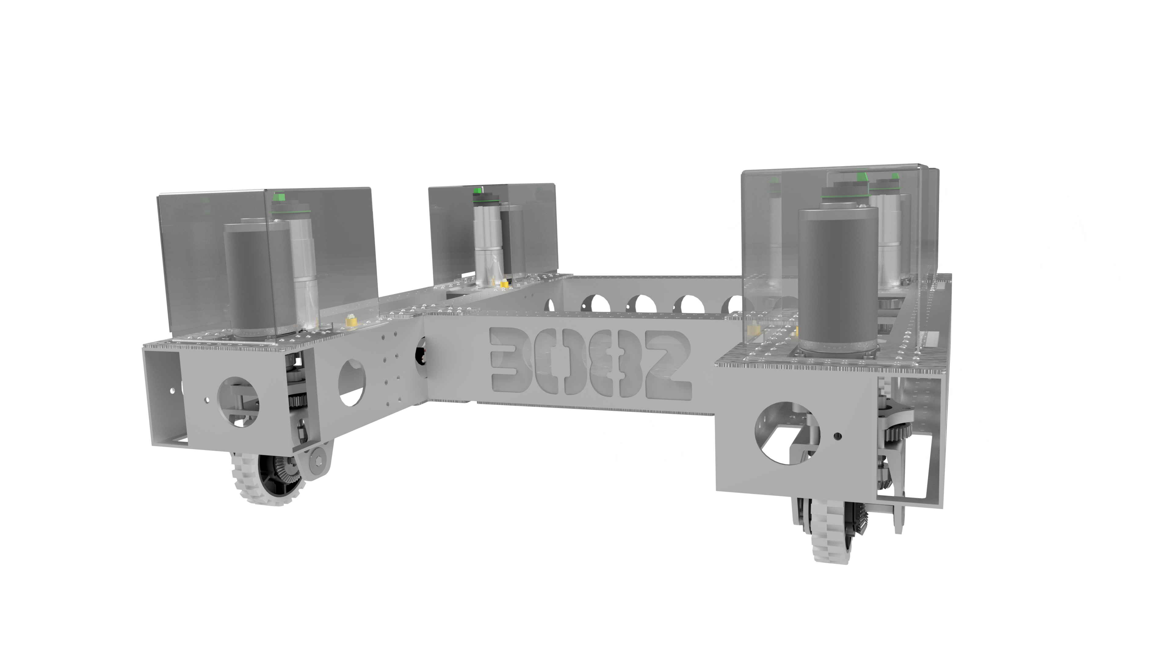 Team 3082's swerve drivetrain for 2019: render.