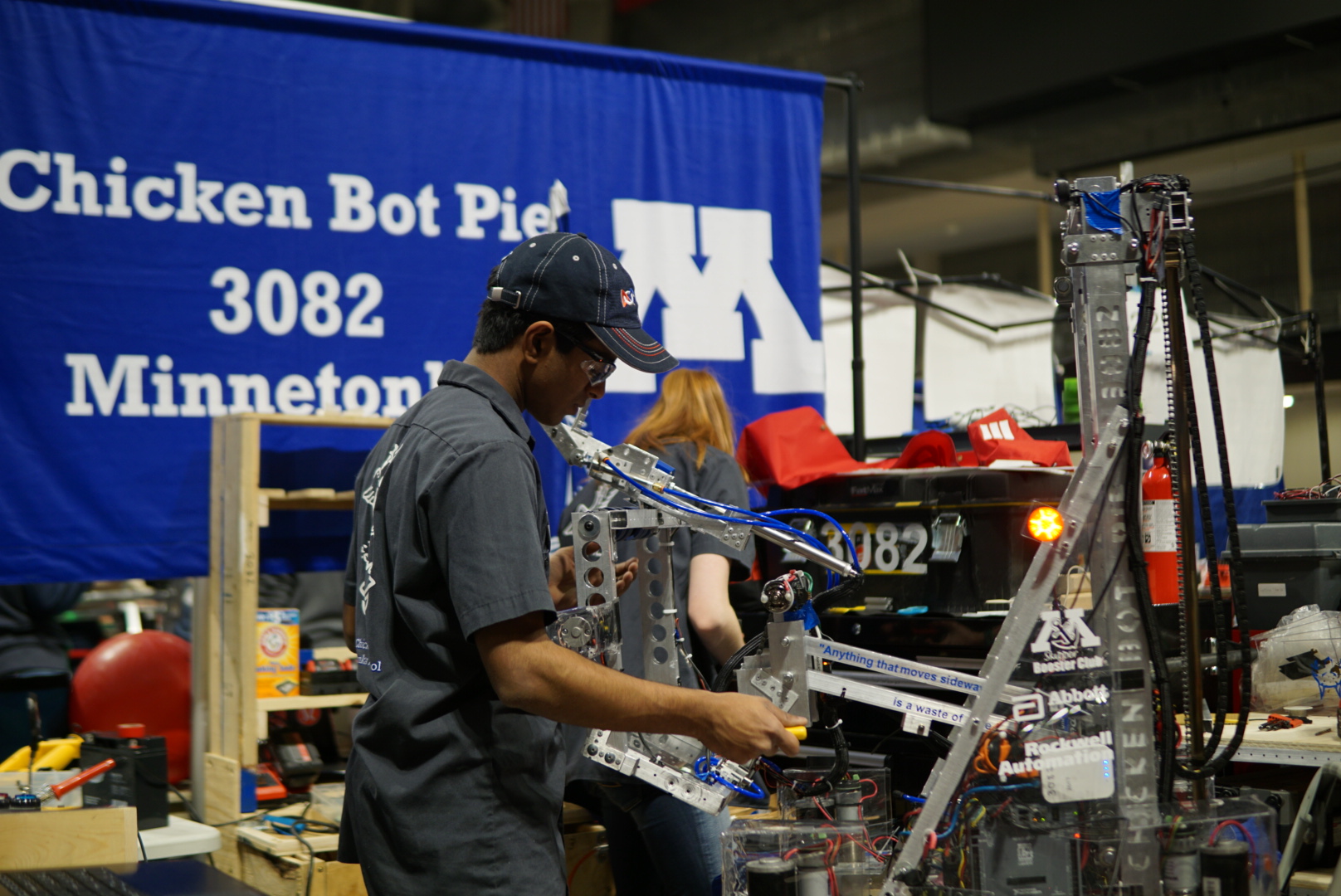 Parthiv working on Team 3082's robot for 2019.