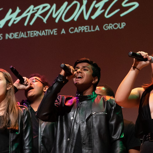 Parthiv performing with the Stanford Harmonics.